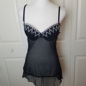 Madison Babydoll Nightie Lingerie L Black Lace